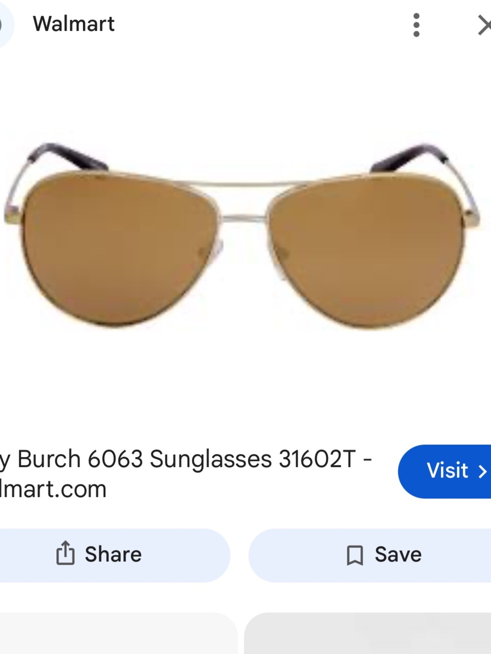 Tory Burch Gold Frame Sunglasses with Brown Lenses - Women's Aviator